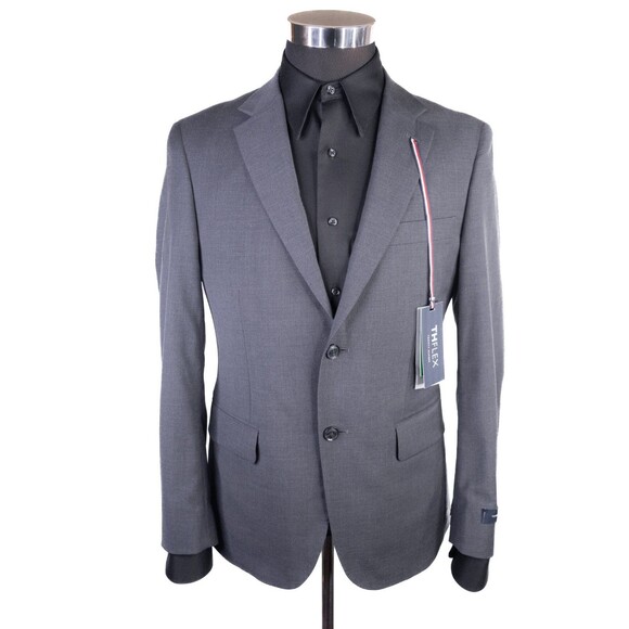 NWT Tommy Hilfiger 2-Pcs Suit Solid Gray Jacket Sz 38S Pants 36X34 Wool Blend - Picture 2 of 16